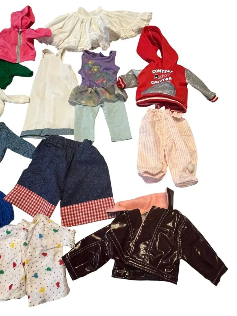Vintage Teddy Bear Doll Clothes Lot Mixed Outfits Sweaters Hoodies Dresses Pants
